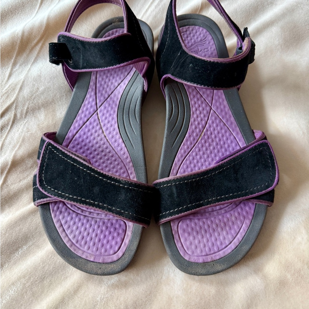 Dansko Black Suede and Purple strappy Sandals